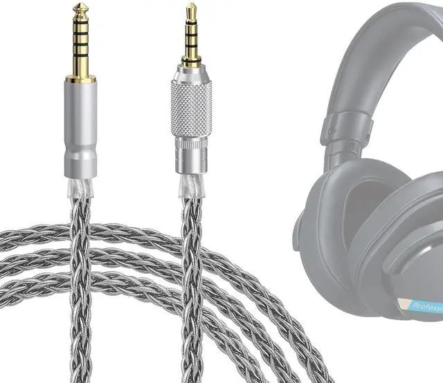 Main image of GEEKRIA Apollo Silver-Plated Upgrade 4.4mm to 3.5mm Audio Cable Compatible with Sony MDR-MV1 MDR-M1 MDR-M1ST Headphones Replacement Cord with Threaded Knob Locking Device (4.9ft / 1.5m)