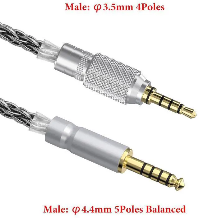 Alt view image 3 of 6 - GEEKRIA Apollo Silver-Plated Upgrade 4.4mm to 3.5mm Audio Cable Compatible with Sony MDR-MV1 MDR-M1 MDR-M1ST Headphones Replacement Cord with Threaded Knob Locking Device (4.9ft / 1.5m)