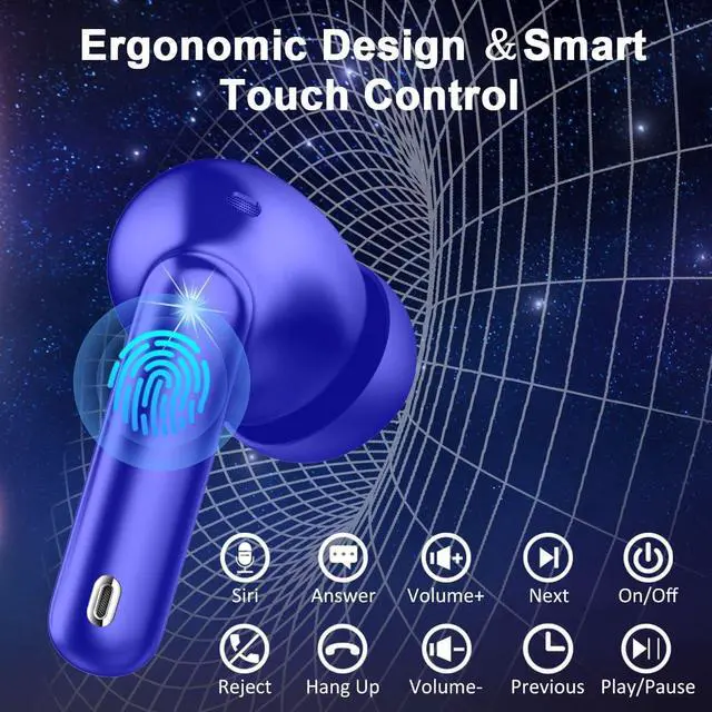 Alt view image 6 of 7 - Wireless Earbuds Bluetooth 5.4 Headphones Noise Cancelling, 40H Playtime Bluetooth Ear Bud with Dynamic Drivers Stereo, Sports Earphones Wireless with LED Power Display for Laptop Pad Phones