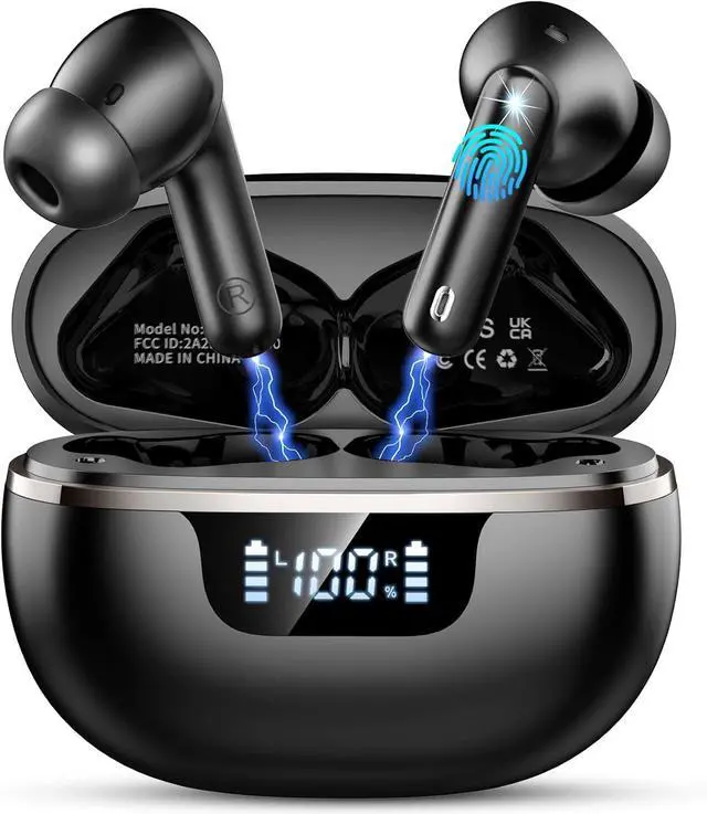 Main image of Wireless Earbuds Bluetooth 5.4 Headphones Noise Cancelling, 40H Playtime Bluetooth Ear Bud with Dynamic Drivers Stereo, Sports Earphones Wireless with LED Power Display for Laptop Pad Phones