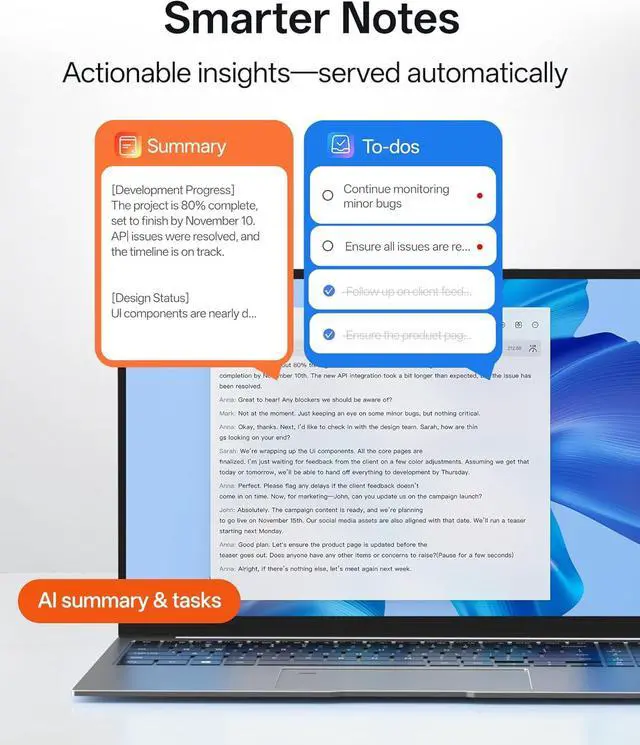 Alt view image 3 of 7 - NoteKit Computer AI Meeting Assistant, viaim Voice Recorder with Transcription, 17 Languages, to-Do Lists & Summaries with viaim AI, Works on Windows & Mac, Ideal for Business, Remote Work, Education