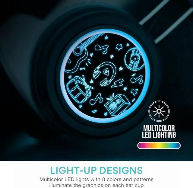 Alt view image 6 of 7 - MEE audio 2-Pack of KidJamz Bluetooth Wireless Headphones for Kids w/Multipoint, LED Lights, 85dB Volume Limit, Microphone, 40h Battery; Childrens Headset for School/iPhone/Tablet (KJ55BT-S, 2 Pack)