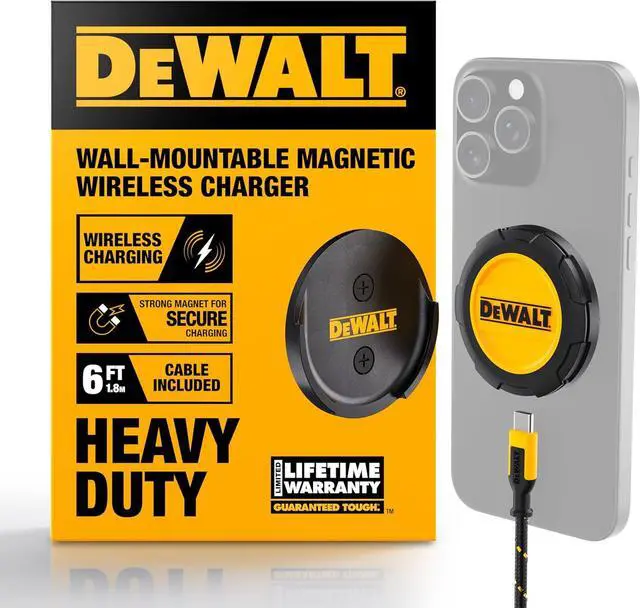 Alt view image 3 of 7 - DEWALT Pro Power Bundle: Bluetooth ANC Work Earbuds with Dial Control + 15W Wireless Wall Charger for iPhone