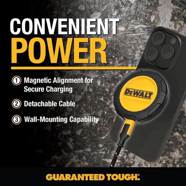 Alt view image 5 of 7 - DEWALT Pro Power Bundle: Bluetooth ANC Work Earbuds with Dial Control + 15W Wireless Wall Charger for iPhone