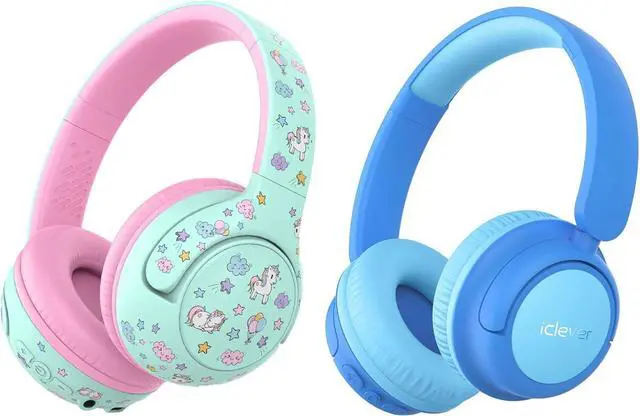 Main image of iClever BTH27 & BTH22 Toddler Bluetooth Headphones Bundles, USB C Fast Charging, Bluetooth 5.4, AUX Cord,Safe Volume,Kids Headphones for iPad/Tablet/Travel/School