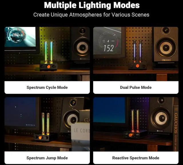 Main image of Fosi Audio Music Visualizer, Sound Pickup Spectrum Analyzer, Vintage Tube RGB Ambient Light and GR40 Tube Preamplifier with DAC, Stereo Headphone Amplifier 3.5mm Home Audio for Active Speakers/Headpho