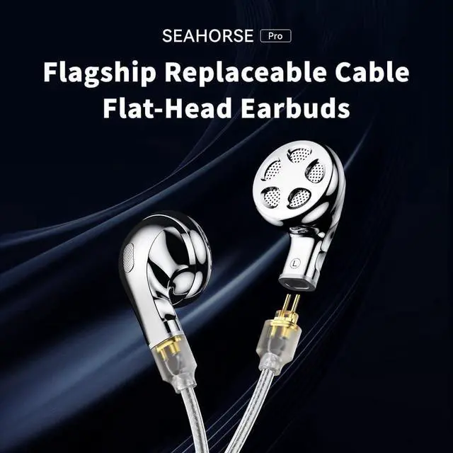 Alt view image 4 of 6 - TRN Seahorse Pro Flagship 14.2mm Large Dynamic Driver Flat-Head Earbuds in-Ear Earphones with 0.78 2pin Replaceable Cable (3.5mm)