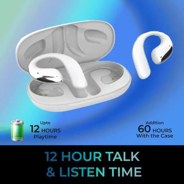 Alt view image 4 of 6 - ADESSO Xtream T6 Open-Ear Bluetooth Earbuds with Touch Screen Charging Case