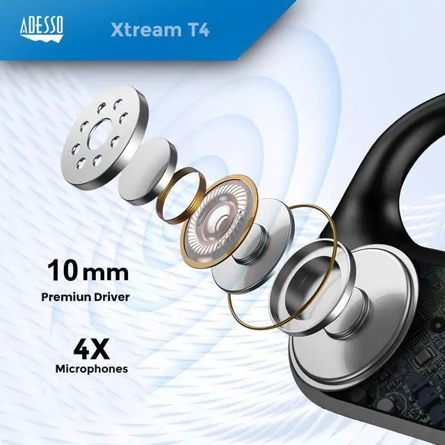 Alt view image 6 of 7 - ADESSO Xtream T5 Open-Ear Bluetooth Water Resistant Earbuds
