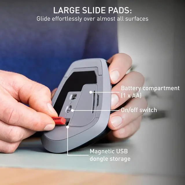 Alt view image 3 of 7 - Cherry Stream Mouse Comfort. Silent Click with Ergonomic Shape and Wireless Freedom.