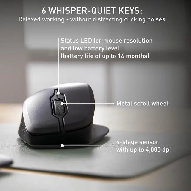 Alt view image 4 of 7 - Cherry Stream Mouse Comfort. Silent Click with Ergonomic Shape and Wireless Freedom.