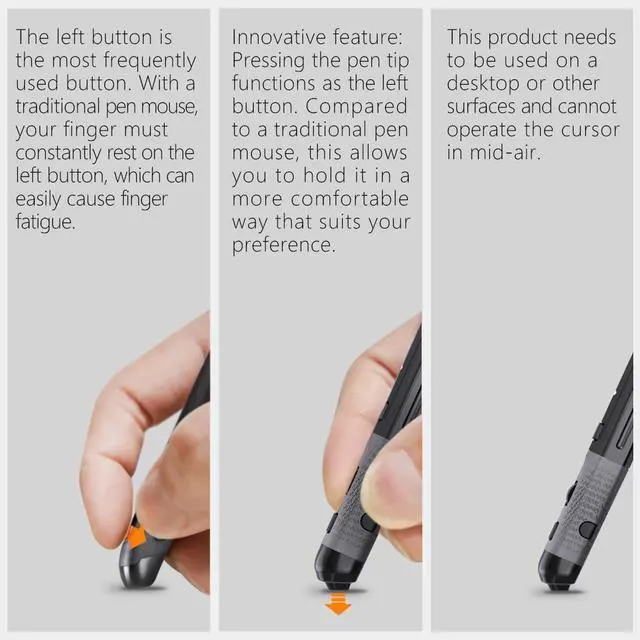 Alt view image 4 of 7 - Plima Pocket Ergonomic Pen Mouse Vertical Mouse,DPI 800/1200/1600 Adjustable,Operate thisin a Pen-Holding Manner,Type-C to USB Cable, Support Windows, Android,Linux, Mac OS(Black)