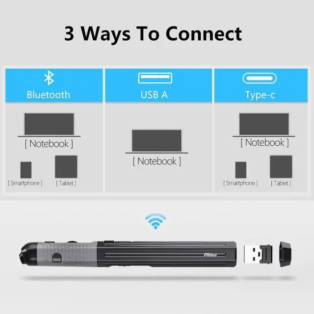 Alt view image 5 of 7 - Plima Pocket Ergonomic Pen Mouse Vertical Mouse,DPI 800/1200/1600 Adjustable,Operate thisin a Pen-Holding Manner,Type-C to USB Cable, Support Windows, Android,Linux, Mac OS(Black)