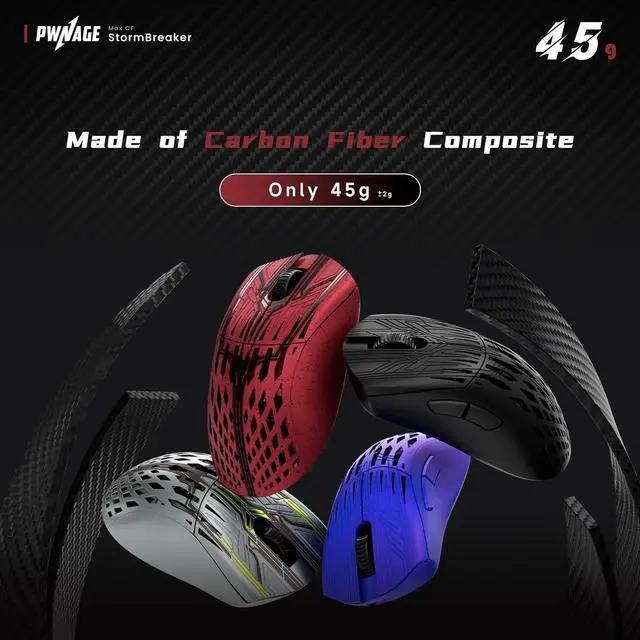 Alt view image 2 of 7 - PWNAGE Stormbreaker Max CF Wireless Gaming Mouse 8kHz - 45grams Ultralight Esports Pro Gamer Flawless Xero PAW3950 Optical Sensor 36,000 DPI - 8000Hz -100% PTFE Skates Large Ergo - Carnage