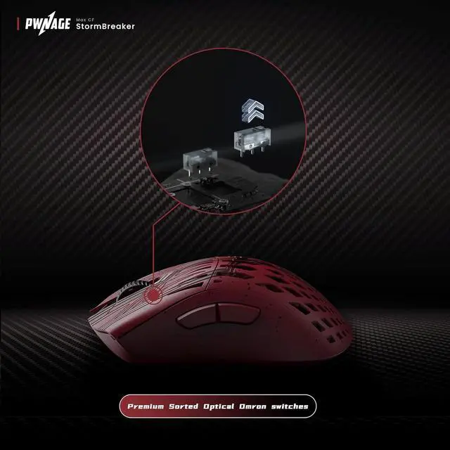 Alt view image 3 of 7 - PWNAGE Stormbreaker Max CF Wireless Gaming Mouse 8kHz - 45grams Ultralight Esports Pro Gamer Flawless Xero PAW3950 Optical Sensor 36,000 DPI - 8000Hz -100% PTFE Skates Large Ergo - Carnage