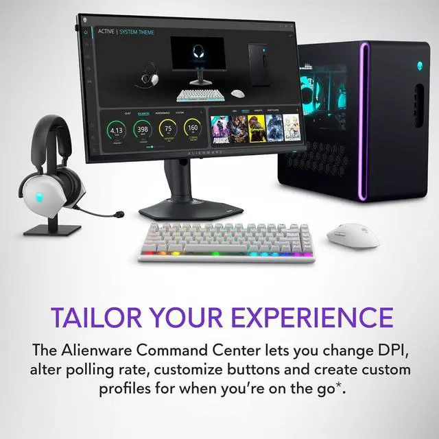 Alt view image 7 of 7 - Alienware Pro Wireless Gaming Mouse - 2.4GHz Gaming Wireless/USB Wired Connectivity, Adjustable DPI, Optical Sensor Technology, 6 Programmable Buttons, 650 IPS Sensor Max Speed - Lunar Light