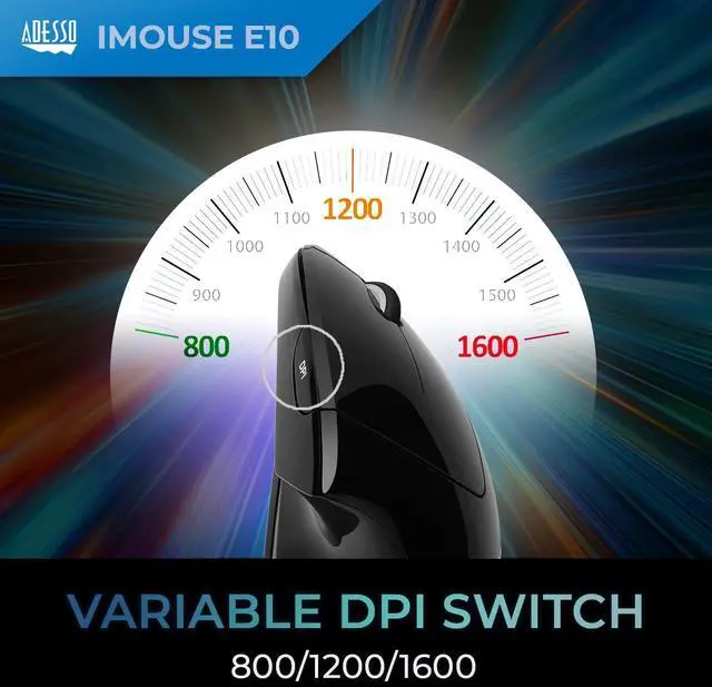 Alt view image 6 of 7 - Adesso iMouse E10 - Vertical Ergonomic Optical 6-Button 2.4 GHz RF Wireless Mouse - Right Hand Orientation, Black