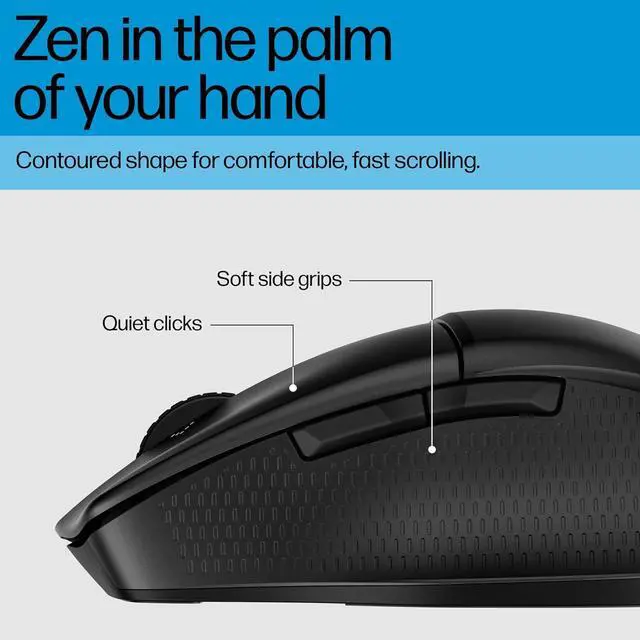 Alt view image 2 of 7 - HP 480 Comfort Bluetooth Mouse - Contoured Shape - Connect up to 3 Devices via Bluetooth® 5.3-6 Programmable Buttons - Multi-OS Compatible - Soft Side Grips, Quiet Clicks - Multi-Surface Traction