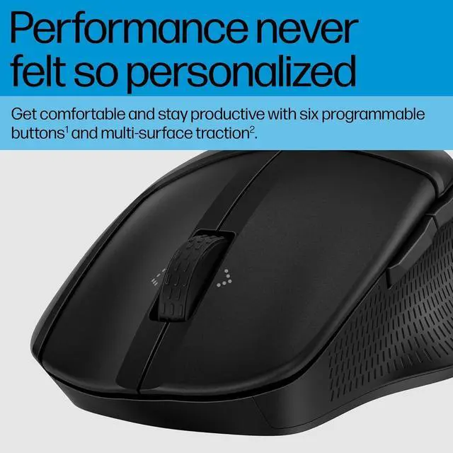 Alt view image 3 of 7 - HP 480 Comfort Bluetooth Mouse - Contoured Shape - Connect up to 3 Devices via Bluetooth® 5.3-6 Programmable Buttons - Multi-OS Compatible - Soft Side Grips, Quiet Clicks - Multi-Surface Traction