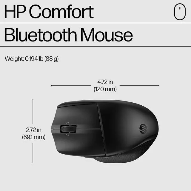 Alt view image 6 of 7 - HP 480 Comfort Bluetooth Mouse - Contoured Shape - Connect up to 3 Devices via Bluetooth® 5.3-6 Programmable Buttons - Multi-OS Compatible - Soft Side Grips, Quiet Clicks - Multi-Surface Traction