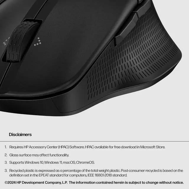 Alt view image 7 of 7 - HP 480 Comfort Bluetooth Mouse - Contoured Shape - Connect up to 3 Devices via Bluetooth® 5.3-6 Programmable Buttons - Multi-OS Compatible - Soft Side Grips, Quiet Clicks - Multi-Surface Traction