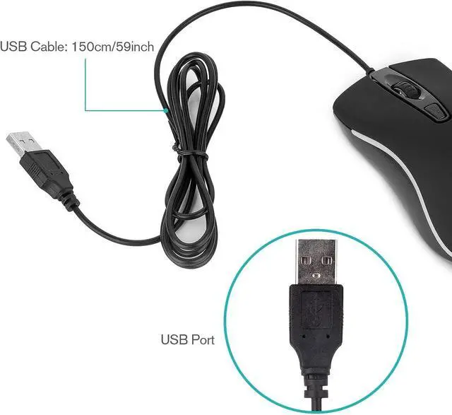 Alt view image 7 of 7 - Rii Wired Mouse, RM105 USB Computer Mouse,RGB Optical Office Mice for PC,Computer,Laptop,Desktop,Windows (10 Pack)