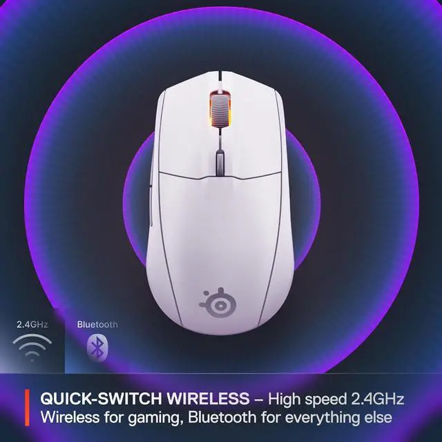 Alt view image 3 of 6 - SteelSeries Rival 3 Wireless Gen 2 Gaming Mouse  2.4GHz and Bluetooth  18000 DPI TrueMove Air Optical Sensor  60 Million Click Durability  Light-Weight  100% PTFE Feet  White