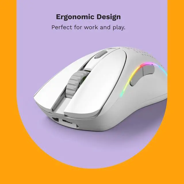 Alt view image 2 of 7 - Glorious Gaming - Model D 2 Wireless Ergonomic Mouse, Superlight 66g, up to 210 hr Battery Life, 26K Optical Sensor, 6 Programmable Buttons, 80 Million Clicks, FPS, MMO, MOBA, Battle Royale (White)