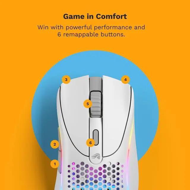 Alt view image 3 of 7 - Glorious Gaming - Model D 2 Wireless Ergonomic Mouse, Superlight 66g, up to 210 hr Battery Life, 26K Optical Sensor, 6 Programmable Buttons, 80 Million Clicks, FPS, MMO, MOBA, Battle Royale (White)