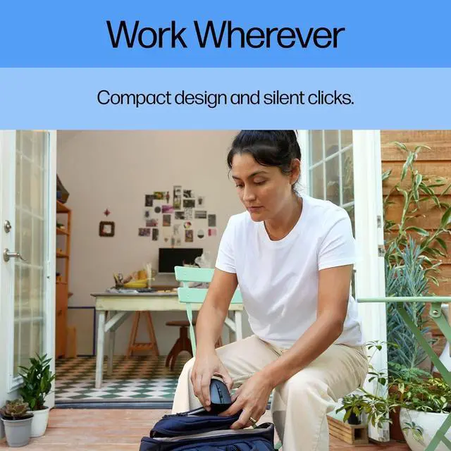 Alt view image 2 of 6 - HP 710 Rechargeable Silent Mouse - for Computer or Laptop, Type USB-C Batteries - Multi-OS/Device Compatible - Bluetooth or 2.4 GHZ Dongle - 6 Programmable Buttons - Ambidextrous (6E6F2AA#ABL, Black)