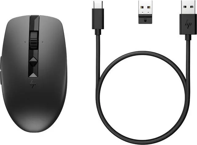 Alt view image 6 of 6 - HP 710 Rechargeable Silent Mouse - for Computer or Laptop, Type USB-C Batteries - Multi-OS/Device Compatible - Bluetooth or 2.4 GHZ Dongle - 6 Programmable Buttons - Ambidextrous (6E6F2AA#ABL, Black)