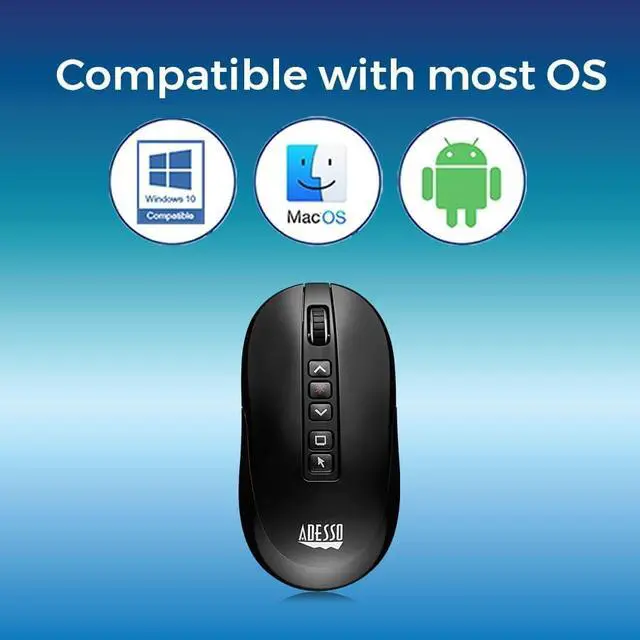 Alt view image 7 of 7 - Adesso Air Mouse Wireless Desktop Presenter Mouse with Laser Pointer