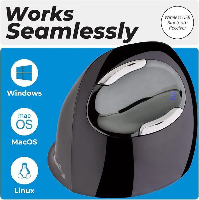 Alt view image 4 of 7 - Evoluent  The Original Vertical Mouse  VMDMW Ergonomic Vertical Mouse Right Hand Medium Wireless USB, Sculpted for Comfort, Reduces Wrist Strain, Adjustable Speed, Customizable Buttons in Windows