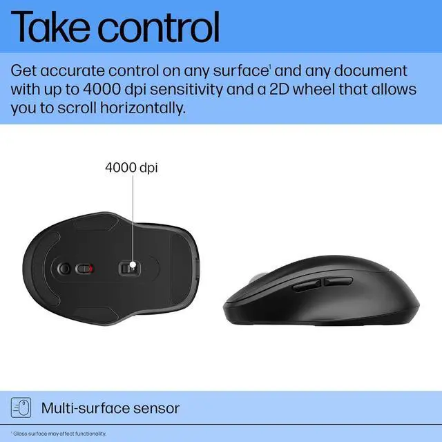 Alt view image 3 of 6 - HP 510 Ultra-Fast Rechargeable Wireless Mouse, 2D Scroll Wheel, Battery-Free, 3-Minutes of Charge, Ambidextrous Design, 9C2F6AA