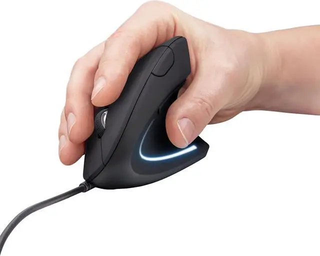 Alt view image 6 of 6 - Trust Verto Wired Ergonomic Mouse, Vertical Mouse with LED Illumination, 1000-1600 DPI, 6 Buttons, for Right Hand Users, Computer Mouse for PC and Laptop - Black