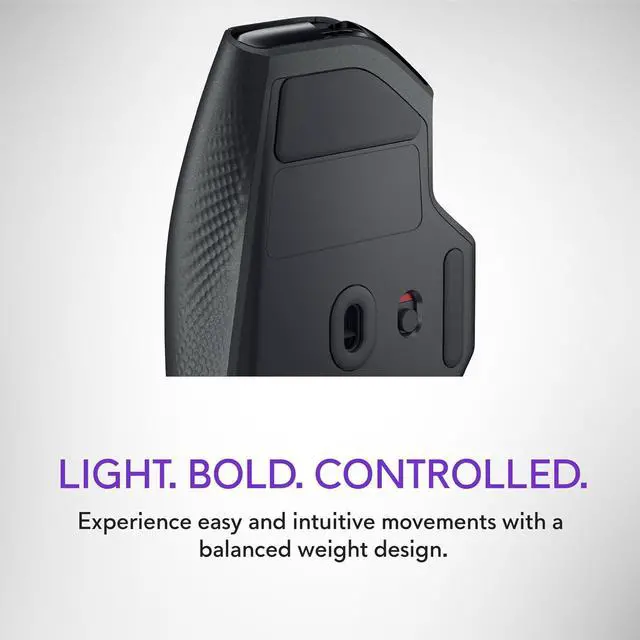 Alt view image 4 of 7 - Alienware Wireless Gaming Mouse AW620M - Wireless/Wired, 1 x USB - 4 pin USB Type A, 26000 dpi, 3.52oz (99g) Weight, 7 Buttons, Non-Slip Grip, up to 140 Hours of Gaming - Dark Side of The Moon