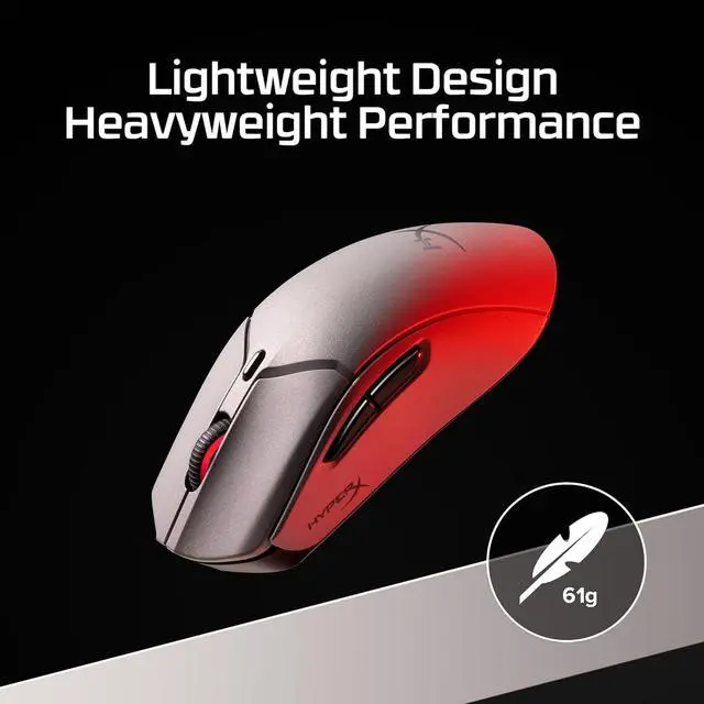 Alt view image 2 of 6 - HyperX Pulsefire Haste 2 Pro 4K Wireless Gaming Mouse for PC, 4k Polling, Rechargeable 90 Hour Battery, Lightweight 61g, 26K Sensor, 2.4GHz, Bluetooth, Slate Grey