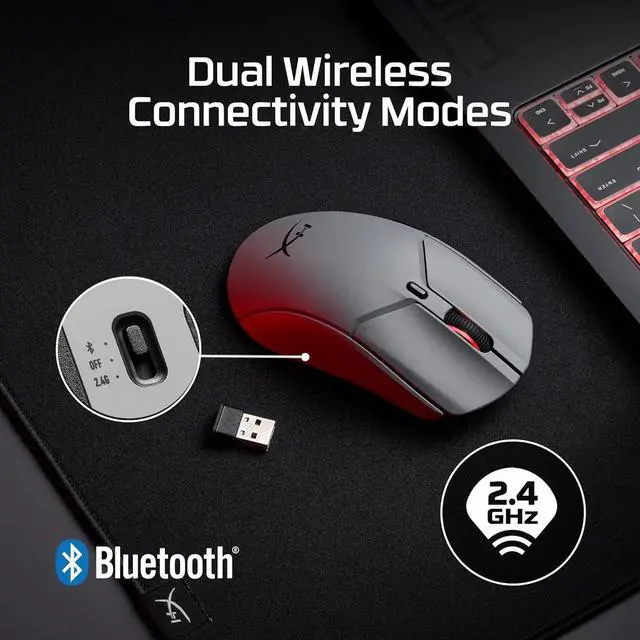 Alt view image 4 of 6 - HyperX Pulsefire Haste 2 Pro 4K Wireless Gaming Mouse for PC, 4k Polling, Rechargeable 90 Hour Battery, Lightweight 61g, 26K Sensor, 2.4GHz, Bluetooth, Slate Grey