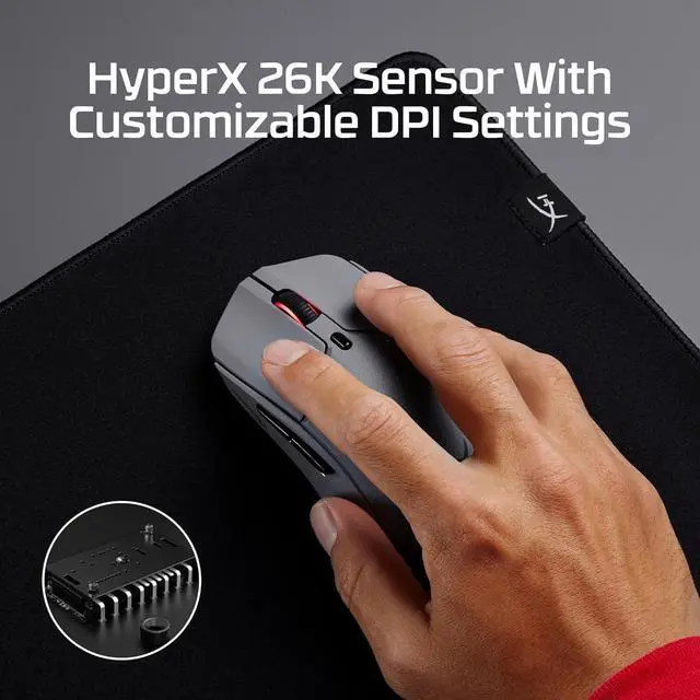 Alt view image 5 of 6 - HyperX Pulsefire Haste 2 Pro 4K Wireless Gaming Mouse for PC, 4k Polling, Rechargeable 90 Hour Battery, Lightweight 61g, 26K Sensor, 2.4GHz, Bluetooth, Slate Grey
