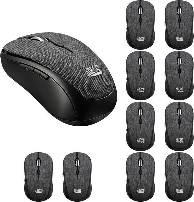 Main image of Adesso Lot of 10 Pcs Multipack iMouse S80B 24Ghz Fabric Wireless Black Fabric Mini Optical Mouse