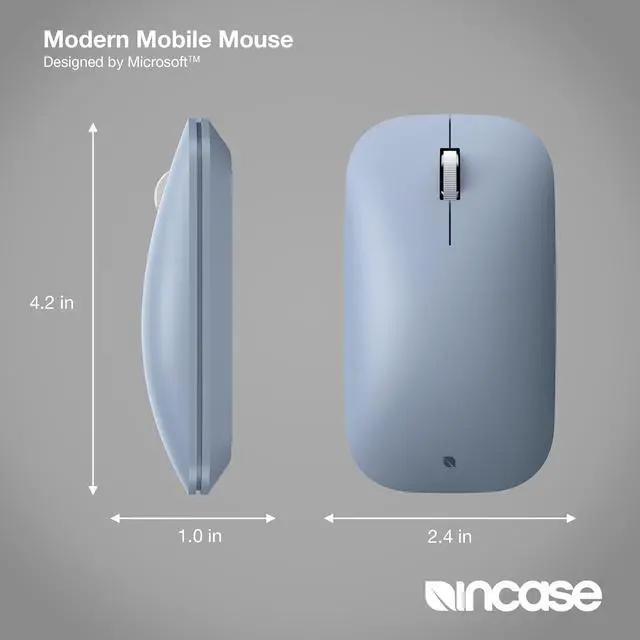 Alt view image 4 of 7 - Incase Modern Mobile Mouse  Designed by Microsoft  Lightweight, Precision Navigation, Right/Left Hand Use, Scroll Wheel, BlueTrack Technology, Wireless Bluetooth for Mac/Windows/8/10/11 (Ice Blue)