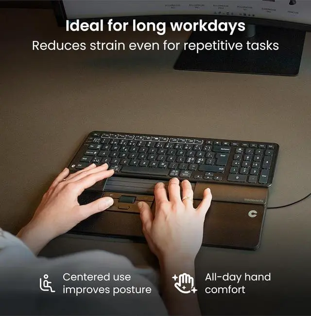 Alt view image 6 of 7 - Contour Design SliderMouse Pro Wired Ergonomic Mouse, Centralized Layout to Reduce Wrist & Forearm Strain, Plug & Play for PC/Mac, Slim Version