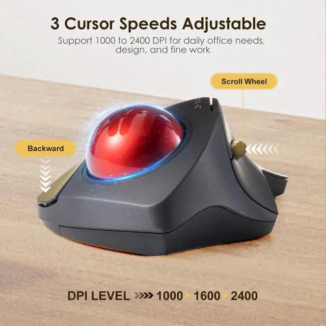 Alt view image 4 of 7 - SANWA Bluetooth & 2.4 G Wireless Ergo Trackball Mouse + Bluetooth Numeric Keypad, Programmable Silent Buttons Roller Ball, Portable Financial Accounting Numpad, Compatible with Mac, Windows, Laptop