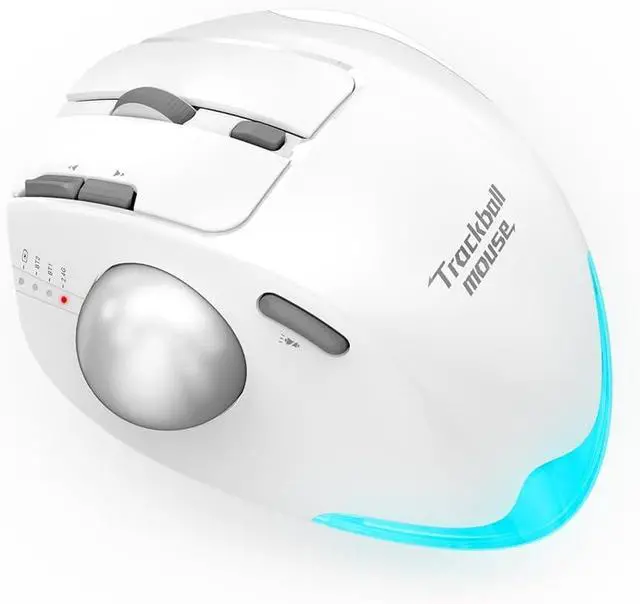 Main image of Docooler F-33 Wireless Trackball Mouse - Easy Thumb Control, Precision and Smooth Tracking, Tri-Mode Ergonomic Mouse wirh Programmable and Adjustable Mouse Angle Compatible for PC, Laptop - White