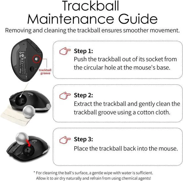 Alt view image 7 of 7 - Docooler F-33 Wireless Trackball Mouse - Easy Thumb Control, Precision and Smooth Tracking, Tri-Mode Ergonomic Mouse wirh Programmable and Adjustable Mouse Angle Compatible for PC, Laptop - White