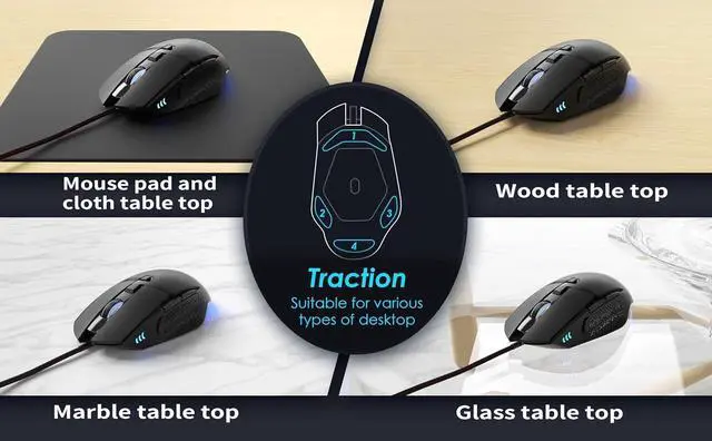 Alt view image 6 of 6 - CYD C309 Gaming Mouse, 7200 DPI Wired Optical Mouse with 8 Programmable Buttons, RGB Backlit Ergonomic Gaming Mice 1.6M USB Cable Mouse Gamer Anti-Slip Grip Design