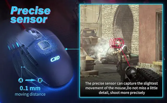 Alt view image 3 of 6 - CYD C309 Gaming Mouse, 7200 DPI Wired Optical Mouse with 8 Programmable Buttons, RGB Backlit Ergonomic Gaming Mice 1.6M USB Cable Mouse Gamer Anti-Slip Grip Design