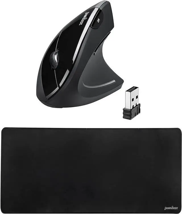 Main image of Wireless Vertical Mouse with 35x17 Waterproof XXL Stitched Mouse Pad