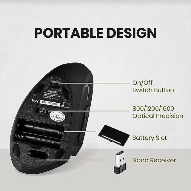 Alt view image 6 of 7 - Wireless Vertical Mouse with 35x17 Waterproof XXL Stitched Mouse Pad