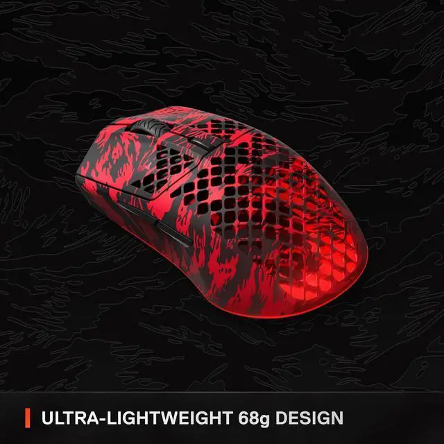Alt view image 3 of 5 - SteelSeries Aerox 3 Wireless: Faze Clan Edition  Holey RGB Gaming Mouse  18K DPI TrueMove Air Optical Sensor  Ultra-Lightweight Water Resistant Design